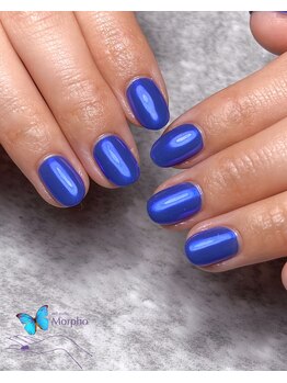 モルフォ 千駄ヶ谷(Morpho)/ブルー×ブルーミラーネイル