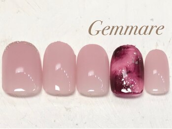 ポイントボルドーべっ甲ネイル