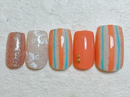 ハイビスカス　ボーダーネイル