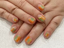 ネイルズアリー 立川店(Nails ally)/ボタニカル×縦グラ×タイダイ