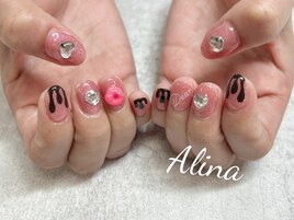 バレンタインネイル