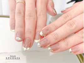 ガラスフレンチブライダルネイル