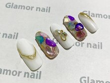 グラマーネイル(Glamor nail)/シェルネイル×ビジュー