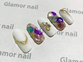 シェルネイル×ビジュー