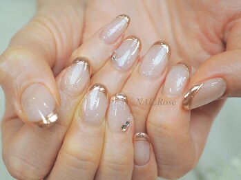 ネイルローズ(NAIL Rose)/ラメミラーフレンチ