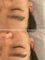 ケードット カシェットプラス(K.CACHETTE+) WAX処理で眉ケア上:before下:afterWAX処理のみで綺麗な印象♪