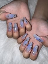 フラワーズネイル(flowers nail)/ブルーグラデーション
