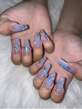 フラワーズネイル(flowers nail)/ブルーグラデーション