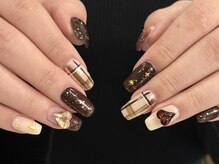 アムール(Amour)/秋色ブラウンチェックネイル♪