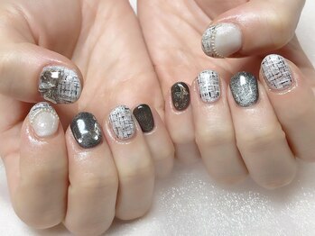 アルティノ ネイル ガーデン(altino nail garden)/ツイード×モノトーン×ガーリー