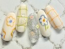 フラワー 春ネイル 落書きネイル