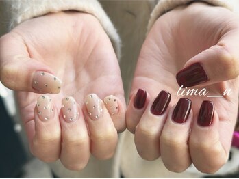 リマネイル(lima nail)/ドットとボルドー
