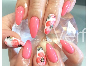 ネイルサロン べルフ(nail salon Verf)/コーラルピンク×フラワー