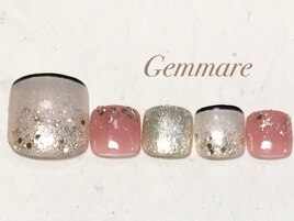 細フレンチフットネイル