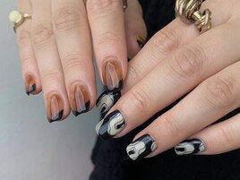 秋色ちぐはぐネイル