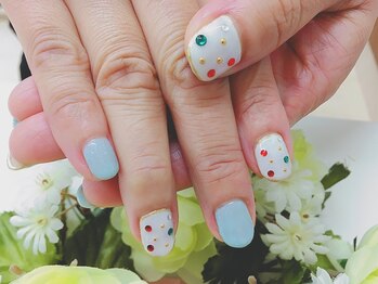 プルミエ ネイル(Premier Nail)/Xmasカラーのストーンネイル