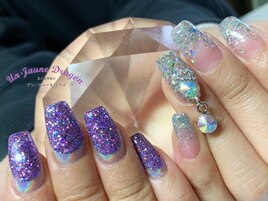 【自爪ネイル】キラキラアシメ