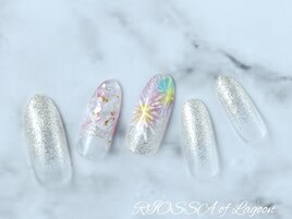 クリアベースｘ花火ネイル