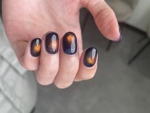 クレモアネイル 池袋西口店(CLEMORE NAIL)/オレンジ×ネイビーマグネット