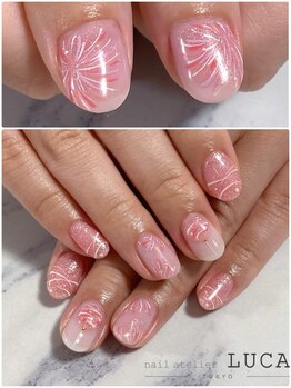 ネイルアトリエルカ(nail atelier LUCA)/W-306 大人ピンク花火ネイル