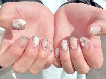 ネイルスペース ジェイズ ピンキー(NAIL SPACE J's PINKY)/手書きお花ネイル