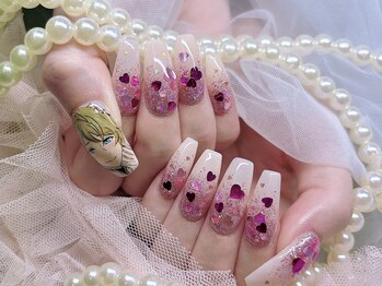 ネイル アリーズ セカンド(nail Allies 2nd)/手書き ラメグラ ピンク