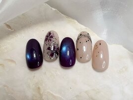 定額B・手書きフラワーネイル
