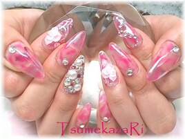 ★クリアマーブル★3D花★