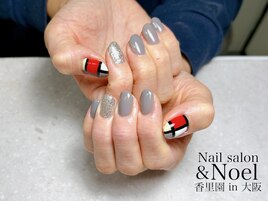 個性派チェックネイル