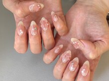 ランド ネイル 博多(LAND)/チーク×リボン♪。°--Riru