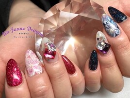 【自爪ネイル】フラワーネイル