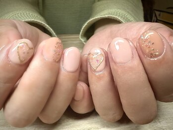 アミュリー ネイル アトリエ(Amury nail atelier)/ハート ベージュ ブライダル