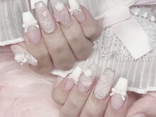 モカ 京橋(moca)/レース×姫リボンネイル