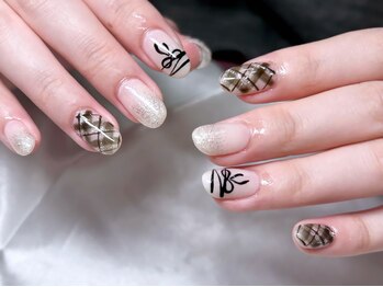 リボン/チェック/手書きネイル