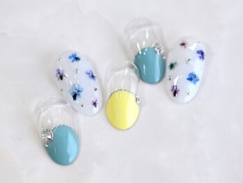 ルシェルアイ/押し花フラワー☆ミントグリーン