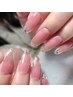 上品トレンドネイル*プチビジュー4本付/ガラスフレンチ、チークネイル