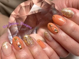 【自爪ネイル】オレンジネイル