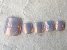 アイネイルズ 梅田店(I nails)/オーロラミラー白ライン¥8200