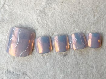 アイネイルズ 梅田店(I nails)/オーロラミラー白ライン¥8200