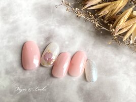 ピンク　ホワイト　花びら