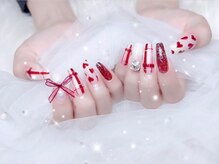 ベルグローアルファネイル(BELLE GROW ALPHA NAIL)/赤チェック柄ネイル