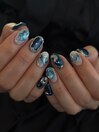 blue,silver/nuance nail
