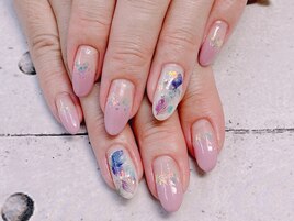 紫陽花デザインネイル