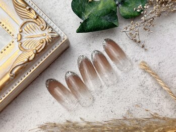 ネイルサロン&スクール ジーナ(GINA)/ラメグラ×ガラスフレンチ