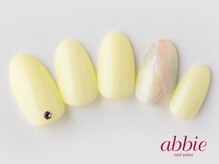 ネイルサロンアビー 北千住店(abbie)/パステルイエロー大理石　￥9064