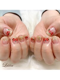 お正月感なフラワーネイル