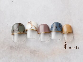 アイネイルズ 横浜EAST店(I-nails)/5カラー大理石風フレンチネイル