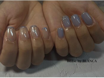 くすみブルー×オーロラ