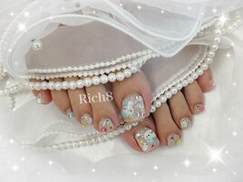 フットネイル★キティ宝石ネイル