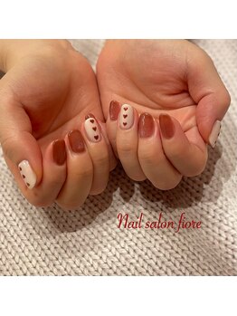 フィオーレ(fiore)/マグネット&ボルドー手描ハート